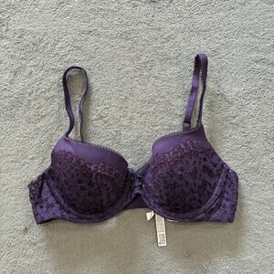Victoria's Secret Dark Purple Underwire Lightly Lined Demi Bra Women's Size 34C